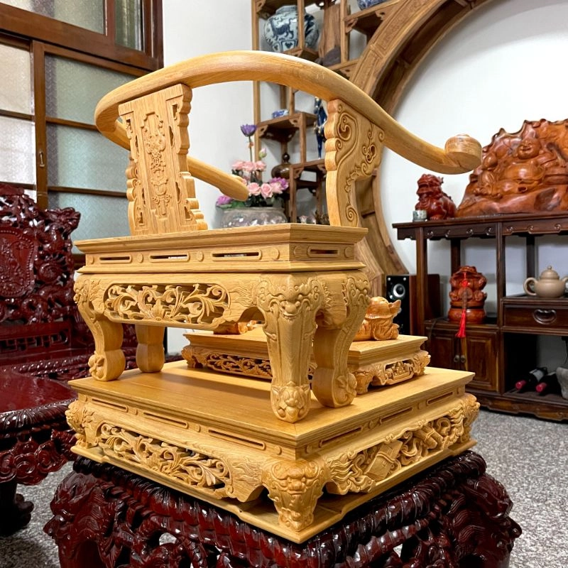 尺六托兩尺如意托椅-檜木踏獅