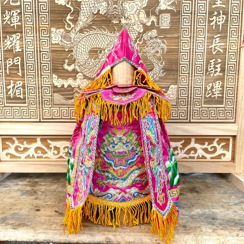 經典平繡蔥線鳳袍_粉