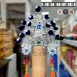 臺灣柳絲帽_銀底藍絨球
