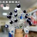 臺灣柳絲帽_銀底藍絨球